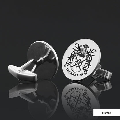 Oval Engraved Family Crest Cufflink