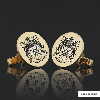 Oval Engraved Family Crest Cufflink
