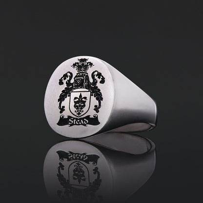 Oval Engraved Family Crest Ring