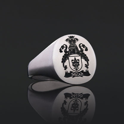 Oval Engraved Family Crest Ring