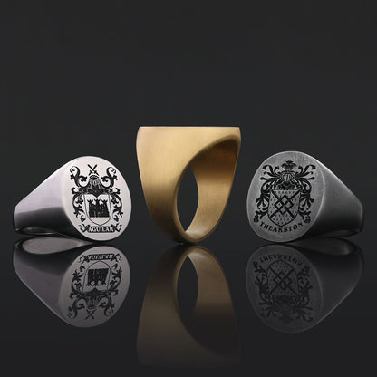 Oval Engraved Family Crest Ring