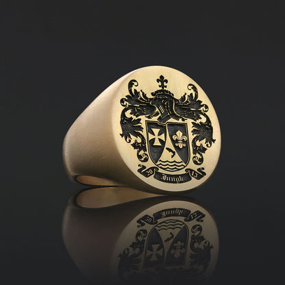 Oval Engraved Family Crest Ring