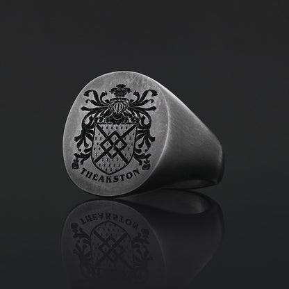 Oval Engraved Family Crest Ring
