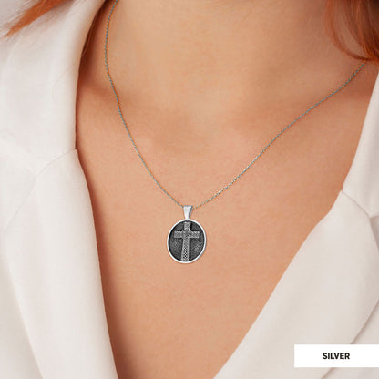 Oval Gold Plated 925 Sterling Silver Crusader Pendants, Silver Christian Cross Necklace, Silver Christian Cross Pendants