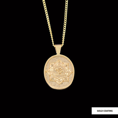 Oval Om Pendant, Aum Necklace, Yoga Inspired Om Talisman, Spiritual Jewelry, Elegant Om Necklace