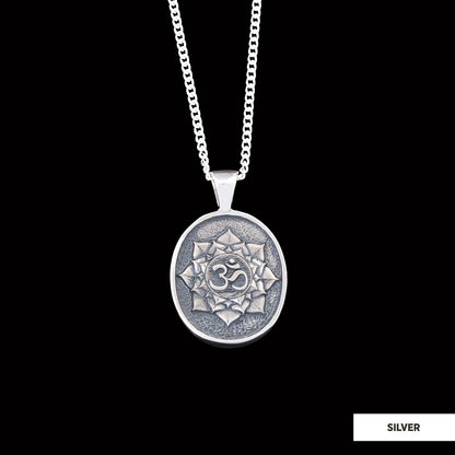 Oval Om Pendant, Aum Necklace, Yoga Inspired Om Talisman, Spiritual Jewelry, Elegant Om Necklace