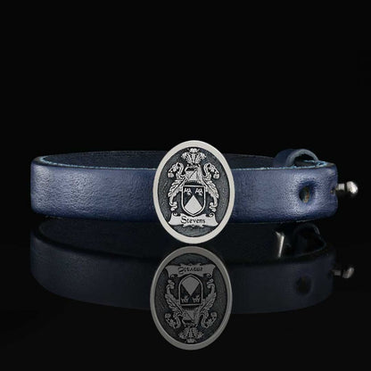 Custom Oval Signet Raised Family Crest Bracelet