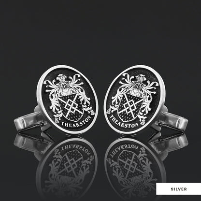 Oval Raised Family Crest Cufflink