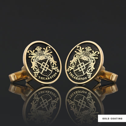 Oval Raised Family Crest Cufflink