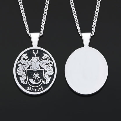 Oval Raised Family Crest Pendant
