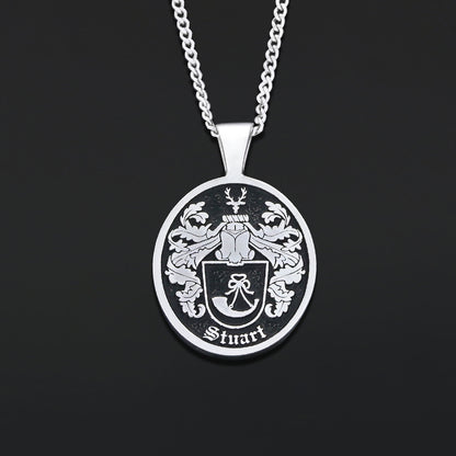 Oval Raised Family Crest Pendant