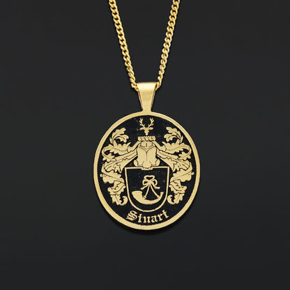 Oval Raised Family Crest Pendant