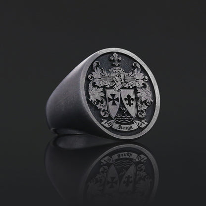 Oval Raised Family Crest Ring