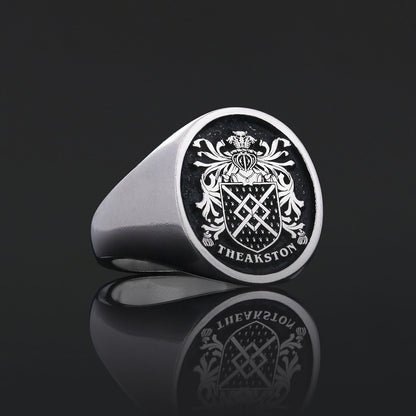 Oval Raised Family Crest Ring