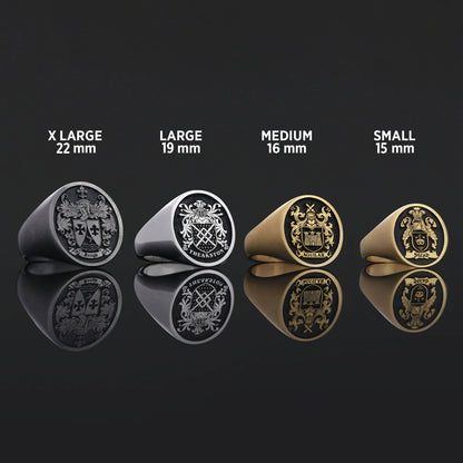 Oval Raised Family Crest Ring