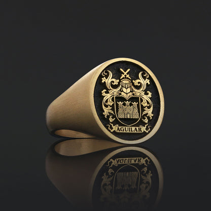 Oval Raised Family Crest Ring