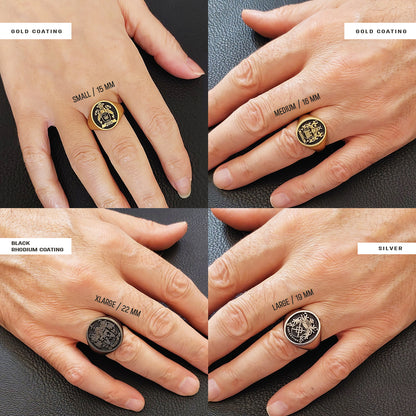 Oval Raised Family Crest Ring