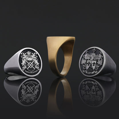 Oval Raised Family Crest Ring