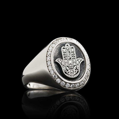 Oval Special Design 925 Sterling Silver Hamsa Women Ring