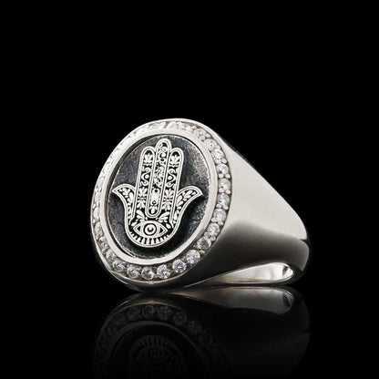 Oval Special Design 925 Sterling Silver Hamsa Women Ring