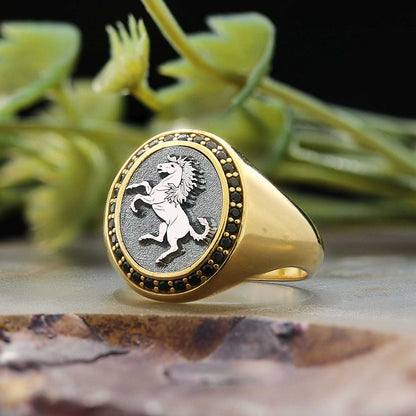 Oval Stone Special Sterling Silver Handmade Unicorn Women Ring