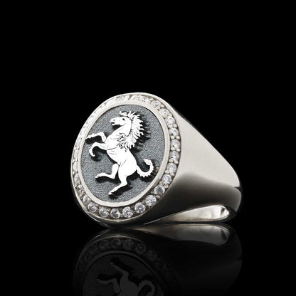 Oval Stone Special Sterling Silver Handmade Unicorn Women Ring