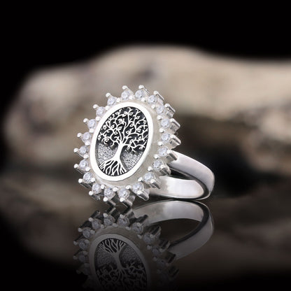 Oval Tree of Life Ring, Family Tree Ring, Christian Tree of Life Ring, Silver Christian Ring