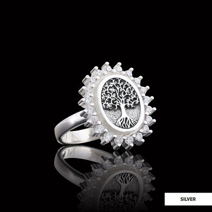 Oval Tree of Life Ring, Family Tree Ring, Christian Tree of Life Ring, Silver Christian Ring