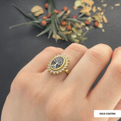 Oval Tree of Life Ring, Family Tree Ring, Christian Tree of Life Ring, Silver Christian Ring