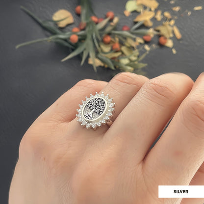Oval Tree of Life Ring, Family Tree Ring, Christian Tree of Life Ring, Silver Christian Ring