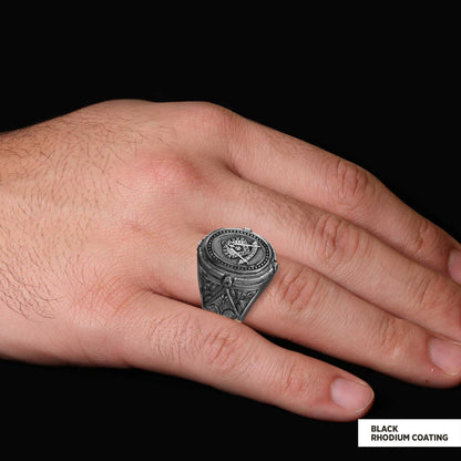 Past Master Masonic Ring, Celtic Lodge Masonic Ring, Round Mason Ring, Ancient Lodge Mason Ring