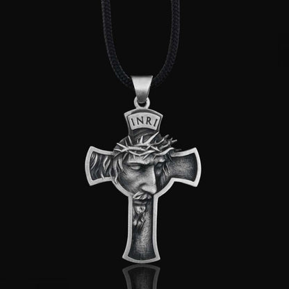 Jesus Cross Sterling Silver Necklace