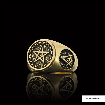 Pentagram Masonic Ring, Mystic Pentagram Masonic Ring – A Symbol of Ancient Wisdom and Eternal Brotherhood, Crafted to Honor the Sacred Secrets of the Freemasons