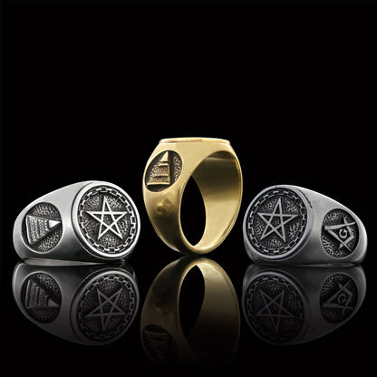 Pentagram Masonic Ring, Mystic Pentagram Masonic Ring – A Symbol of Ancient Wisdom and Eternal Brotherhood, Crafted to Honor the Sacred Secrets of the Freemasons