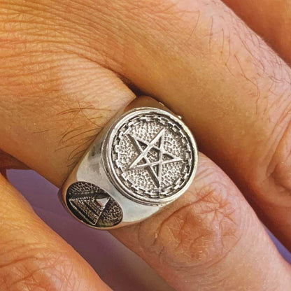 Pentagram Masonic Ring, Mystic Pentagram Masonic Ring – A Symbol of Ancient Wisdom and Eternal Brotherhood, Crafted to Honor the Sacred Secrets of the Freemasons