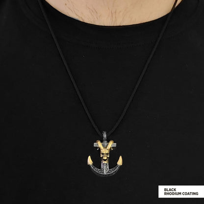 Personalized Skull Shaped Engraved Anchor Necklace