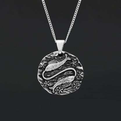 Pisces Pendant, Zodiac Jewelry, Sterling Silver, Astrology Necklace, Gift for Pisces, Unique Pisces Pendant