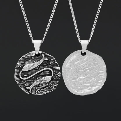 Pisces Pendant, Zodiac Jewelry, Sterling Silver, Astrology Necklace, Gift for Pisces, Unique Pisces Pendant