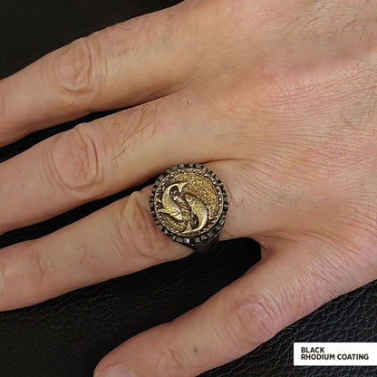 Pisces Sign Ring, 925 Sterling Silver Pisces Sign Ring