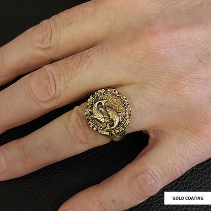 Pisces Sign Ring, 925 Sterling Silver Pisces Sign Ring