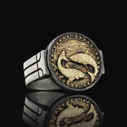 Pisces Zodiac Round Ring