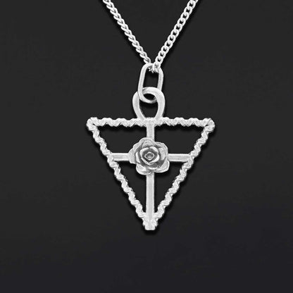 Rosae Crucis Necklace, Rosicrucian Handmade Sterling Silver Necklace