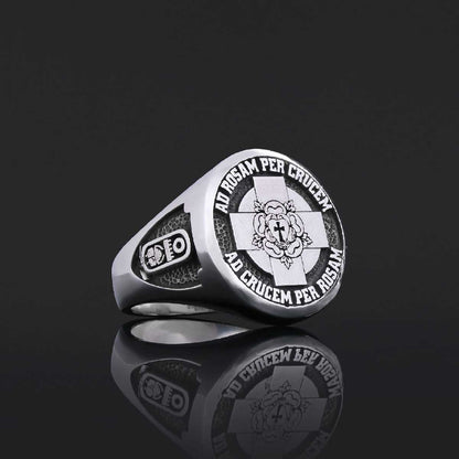 Round Amorc Jewelry, Spiritual Ring of the Rosicrucian Order, Custom Rosae Crucis Ring