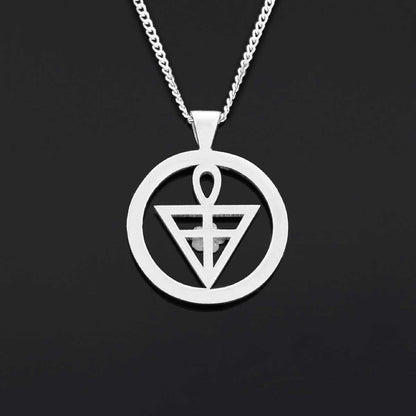 Round Rosae Crucis Symbol Pendant, Antiquus Mysticusque Ordo Rosae Crucis Pendant, Mason Charm Necklace