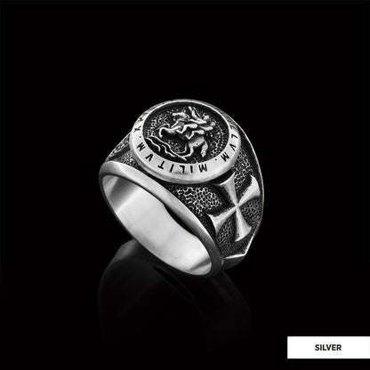 Round Silver Masonic Ring,  Celestial Mason Ring, Stylish and Meaningful Jewelry with Masonic Seal Detail