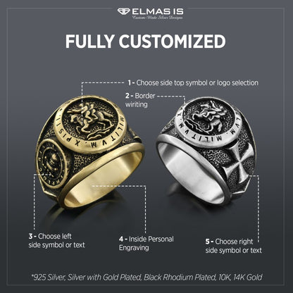 Round Silver Masonic Ring,  Celestial Mason Ring, Stylish and Meaningful Jewelry with Masonic Seal Detail