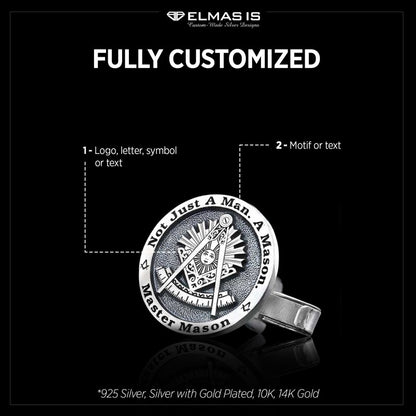 Round Special Design Silver Past Master Masonic Cufflink