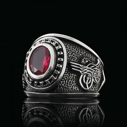 Round Stoned Turkish Ottoman Ring with Tughra