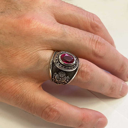 Round Stoned Turkish Ottoman Ring with Tughra