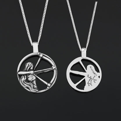 Sagittarius Pendant, Sterling Silver Sagittarius Necklace, Handmade Sagittarius Jewelry, Horoscope Sagittarius Necklace